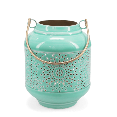 Enamel tealight lantern - aqua