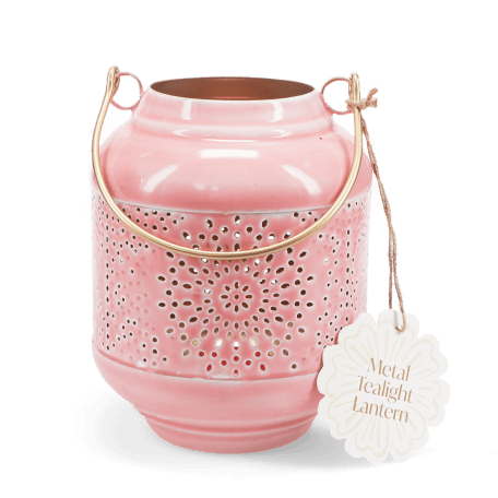 Enamel tealight lantern - dark pink