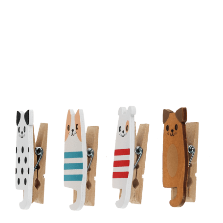 Mini wooden pegs (set of 4) - Dogs