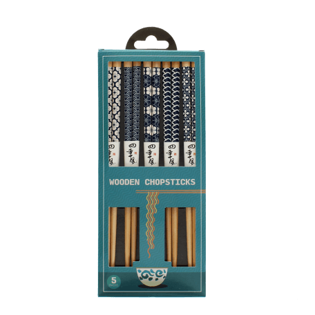 Wooden chopsticks (pack of 5 pairs) - Wagara patterns