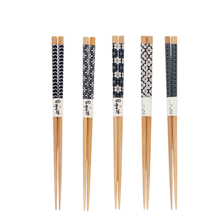 Wooden chopsticks (pack of 5 pairs) - Wagara patterns