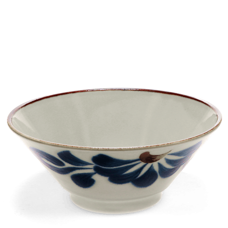 Japanese porcelain noodle bowl 19cm - Flower