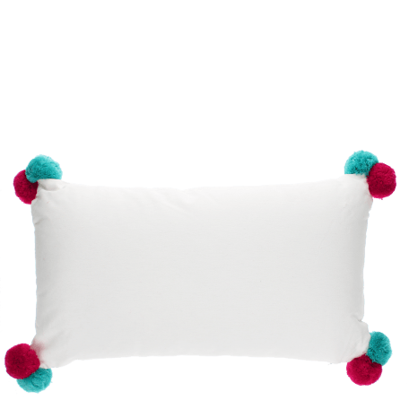 Embroidered cushion with pom poms - Sausage dog