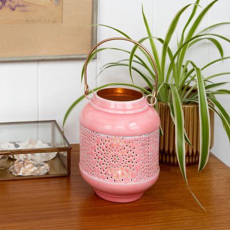 Enamel tealight lantern - Pink