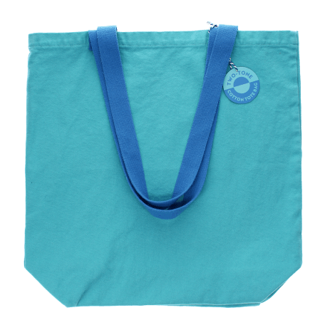 Two-tone cotton tote bag - Pale blue