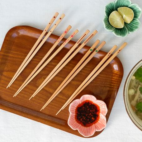 Wooden chopsticks (pack of 5 pairs) - Delicate patterns