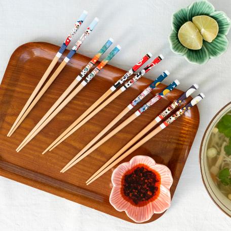 Wooden chopsticks (pack of 5 pairs) - Beckoning cats