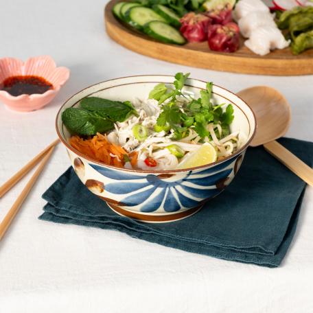  Japanese porcelain ramen bowl 18cm - Flower