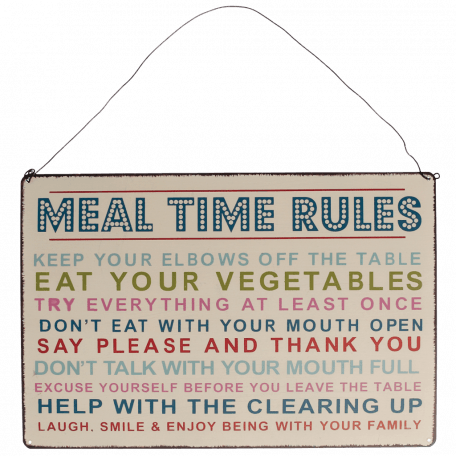 Meal Time Rules Hanging Metal Sign