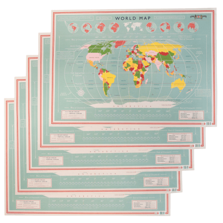 World Map Wrapping Paper (5 Sheets)