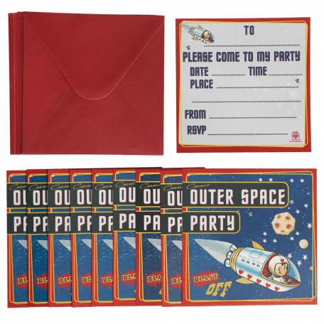 Set Of 10 Spaceboy Party Invites