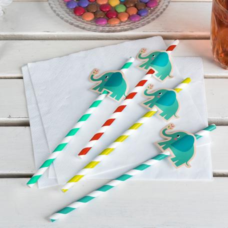 Elvis The Elephant Party Straws (pack Of 4)