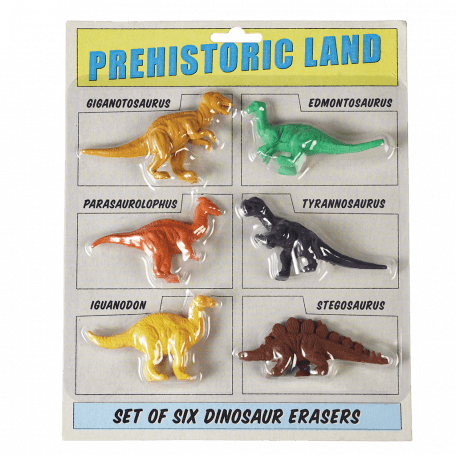 Prehistoric Land Erasers (set Of 6)