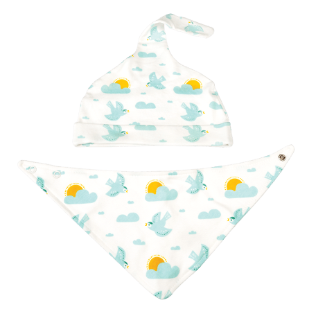 Skylark Organic Cotton Hat And Bib Set