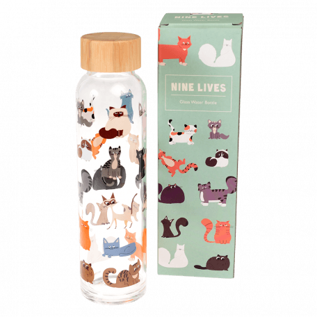 Nine Lives Glass Water Bottle