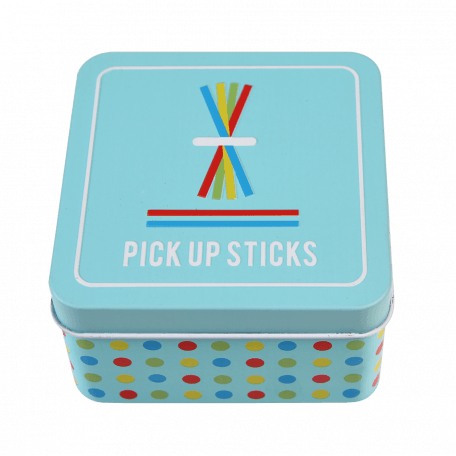 Wooden Pick Up Sticks In A Tin