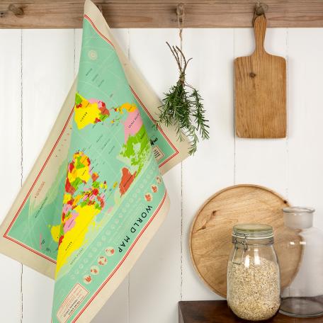 World Map Tea Towel