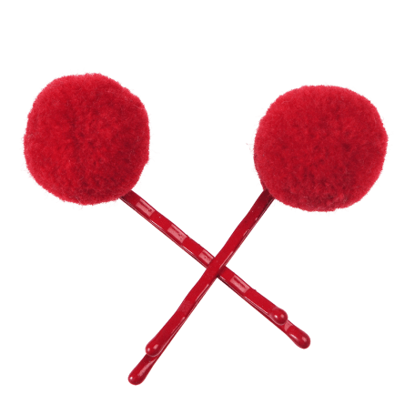 Red Pom Pom Hair Grips