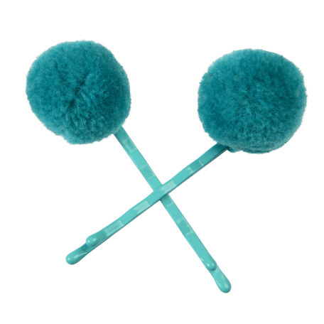 Turquoise Pom Pom Hair Grips