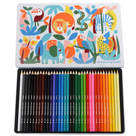 Wild Wonders 36 Colouring Pencils In A Tin