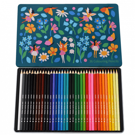 Fairies In The Garden 36 Colouring Pencils In A Tin