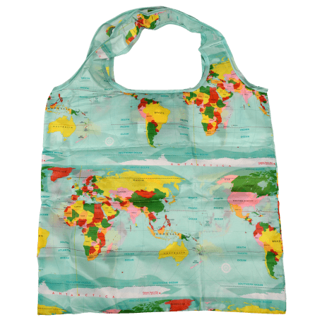 World Map Recycled Foldaway Shopper Bag