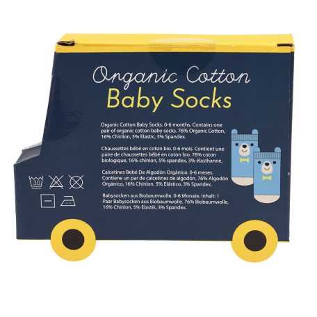 Blue Bear baby socks (one pair) box rear side with info