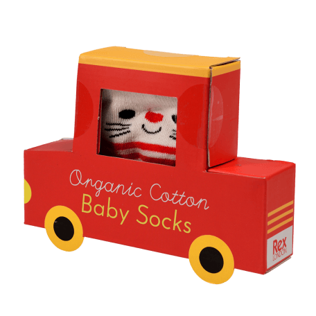 Red Cat baby socks (one pair) box front side