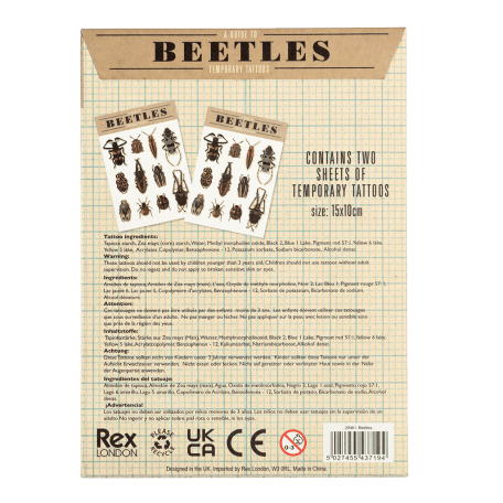 Beetles Temporary Tattoos (2 Sheets)