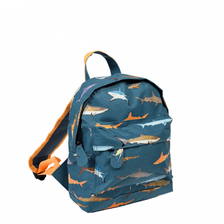 Mini backpack for kids with pictures of sharks