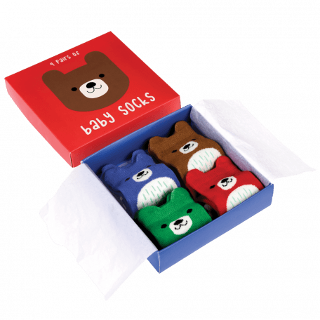 Bear Design Baby Socks (4 Pairs)