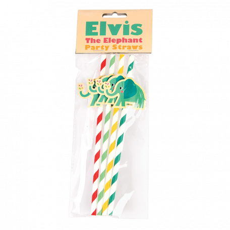 Elvis The Elephant Party Straws (pack Of 4)