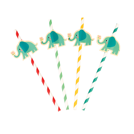 Elvis The Elephant Party Straws (pack Of 4)