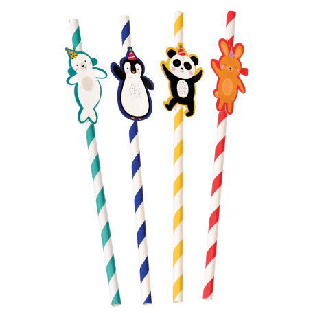 Party Animals Party Straws (pack Of 4)