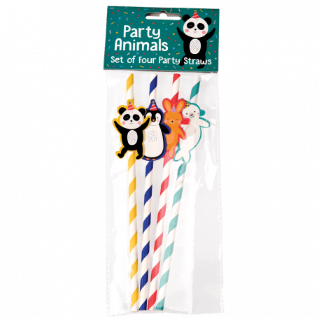 Party Animals Party Straws (pack Of 4)