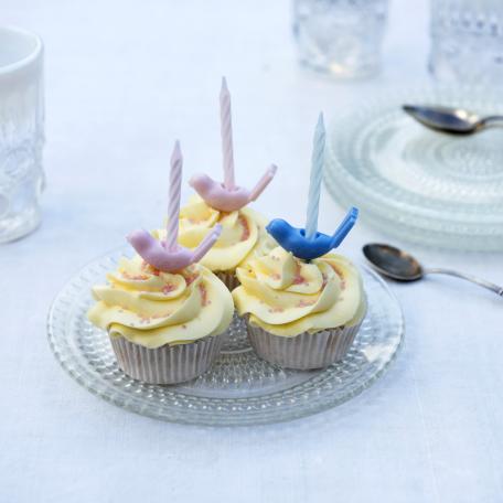 Set Of 6 Pastel Bird Cake Candleholders