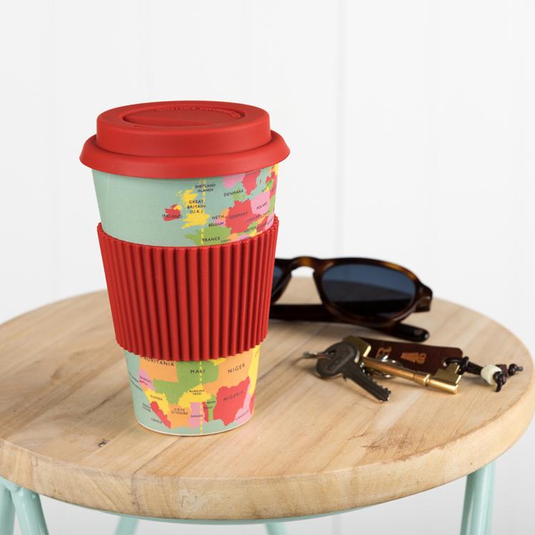 ﻿World Map Bamboo Travel Mug | ﻿Rex London