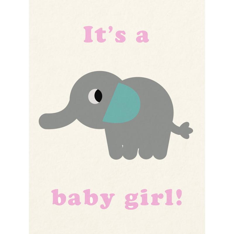 ﻿It's A Baby Girl Elephant Card | ﻿Rex London