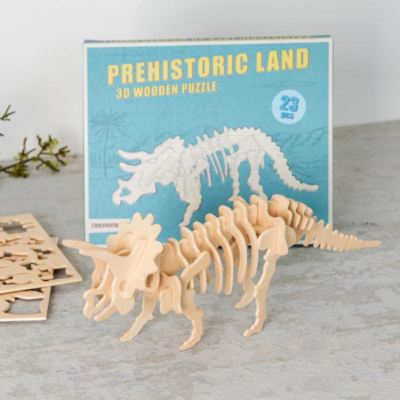 Puzzle Dinosaure - Squelette Triceratops en Bois