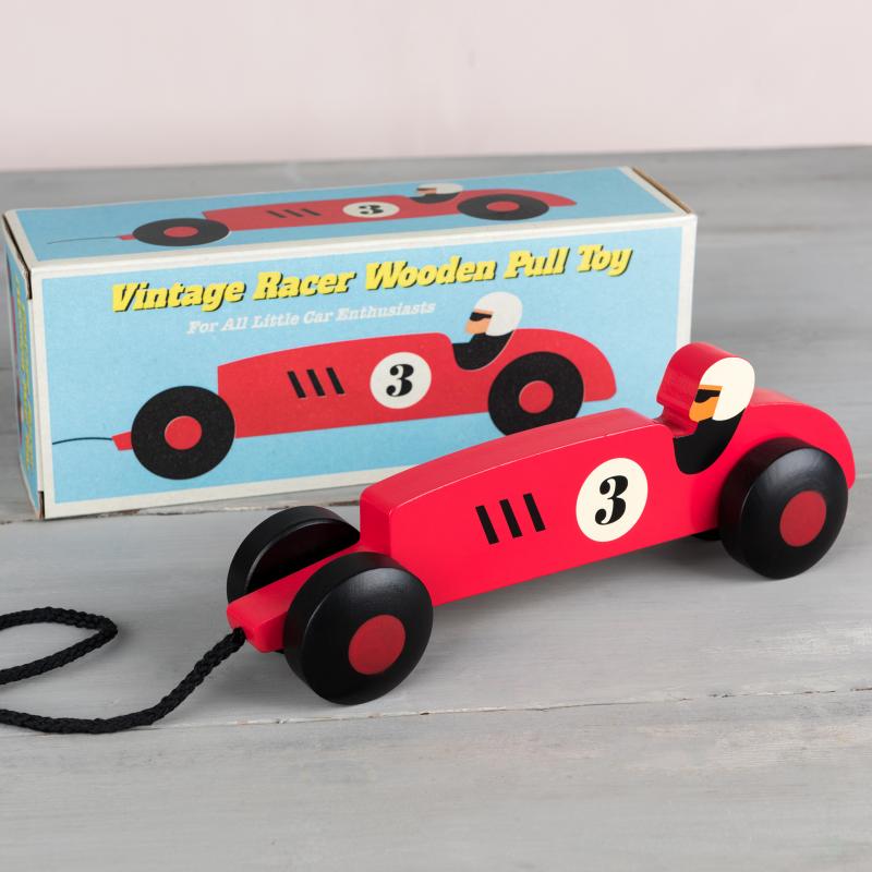 Wooden pull toy Vintage Racer Rex London