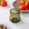 Hand blown bubble glass tumbler - Olive green