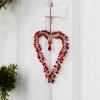 Handmade beaded heart decoration (9x12cm) - Red