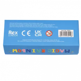 Magic rainbow egg erasers bottom of packaging