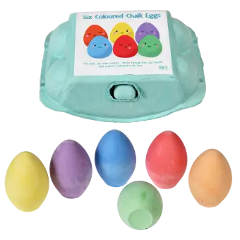 Six coloured chalk eggs