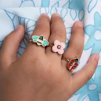 Glitter rings (set of 3) - Ladybird