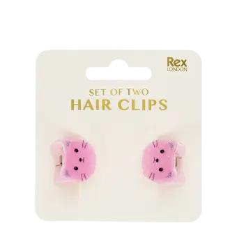 Mini hair claw clips (set of 2) - Pink cats