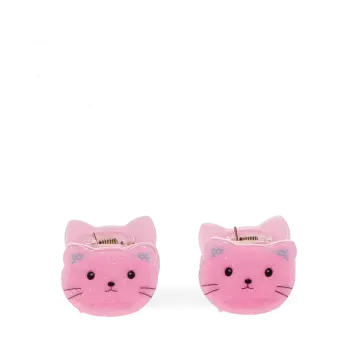 Mini hair claw clips (set of 2) - Pink cats