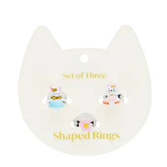 Cute rings (set of 3) - Bunny, cat and flower