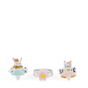 Cute rings (set of 3) - Bunny, cat and flower