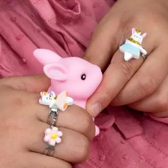 Cute rings (set of 3) - Bunny, cat and flower